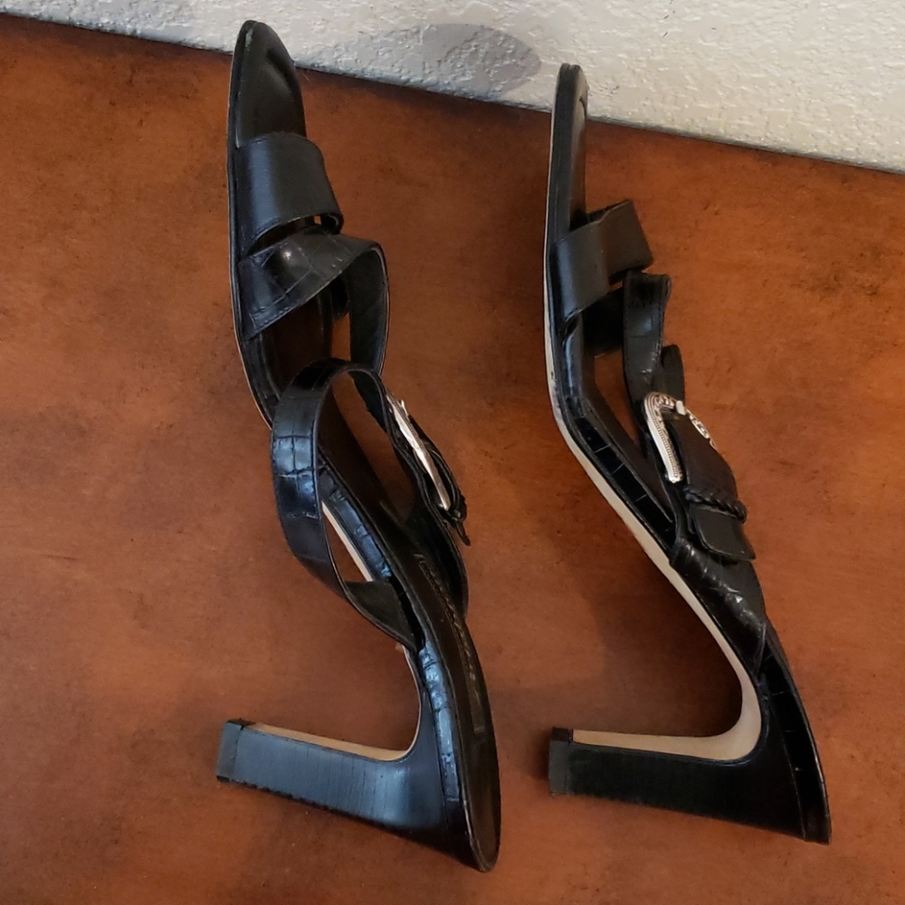 Dr. Scholl's Women's Black Buckle Heeled Sandals - Picture 7 of 7
